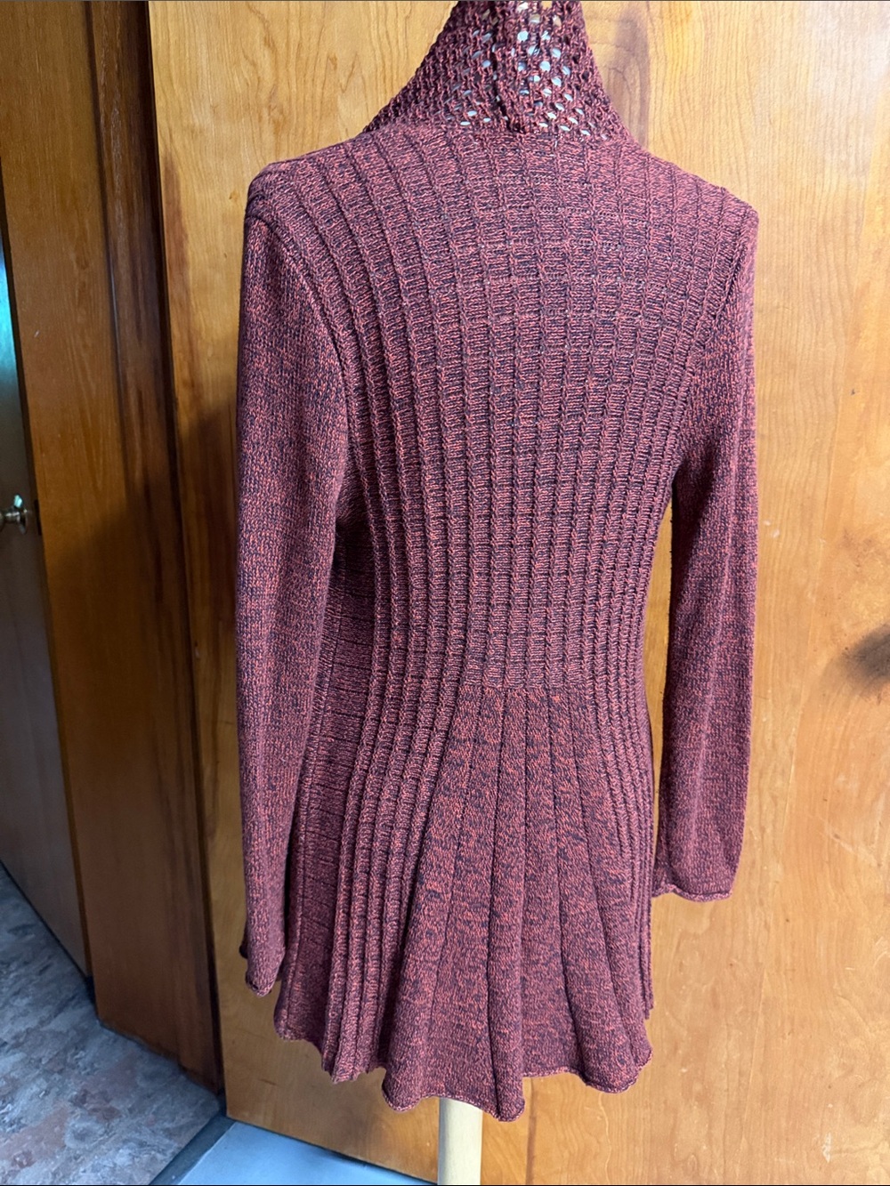 Studio Works Open-Front Knit Cardigan - Rust Brown - Picture 3 of 5